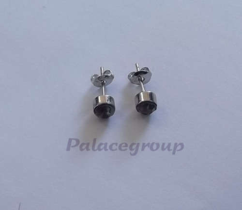 Fine Jewellery, Silver, 925, Earring Set, Smoke Chinese Crystal 5mm, Stud Type With Butterfly