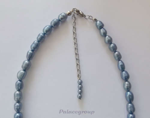 Fine Jewellery, Necklace, Blue Freshwater Cultured Pearls, Pearl Size ±8mm, 37cm + 5cm Extender