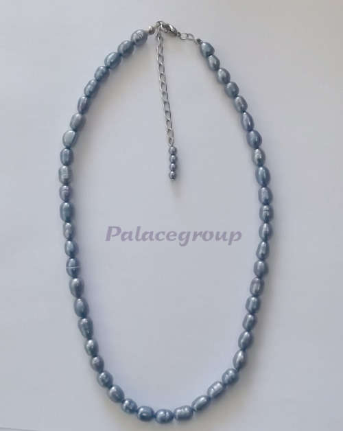 Fine Jewellery, Necklace, Blue Freshwater Cultured Pearls, Pearl Size ±8mm, 37cm + 5cm Extender