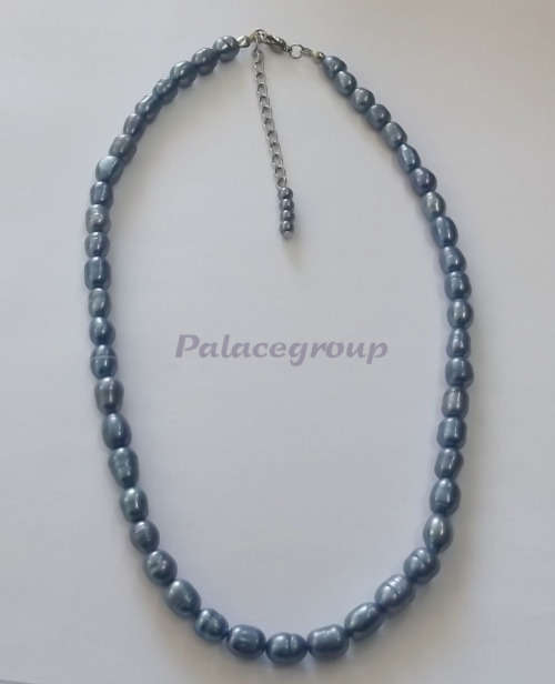 Fine Jewellery, Necklace, Blue Freshwater Cultured Pearls, Pearl Size ±8mm, 37cm + 5cm Extender