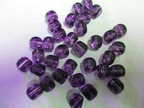 Glass Beads, Cubes, Purple, 10mm, ±20pc