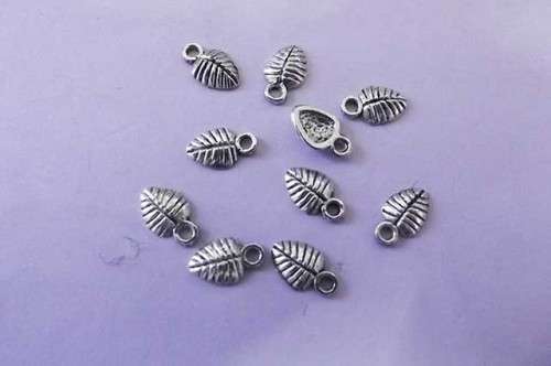 Charms, Leaf, Metal, Nickel, 8mm, 10pc