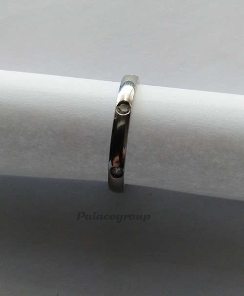 Ring Stainless Steel, 6 x Clear Rhinestones, Size 19.54mm (Size - T½)