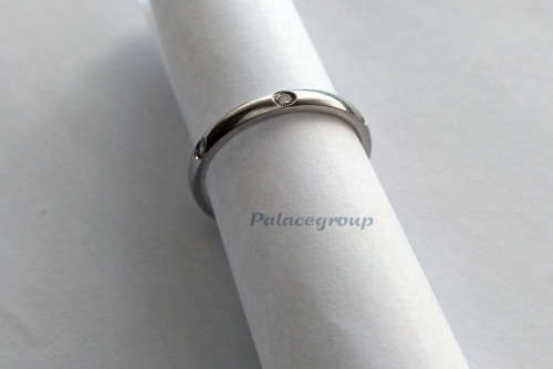 Ring Stainless Steel, 6 x Clear Rhinestones, Size 19.54mm (Size - T½)