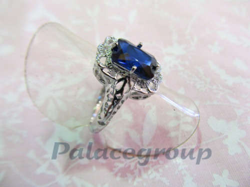 Fine Jewellery, Ring Silver 925, Simulated Blue Saffire Stone, Size 17.35mm (Size - O)