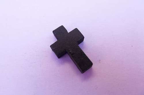 Pendant, Cross, Wood, Black, 23mm x 15mm, 1pc