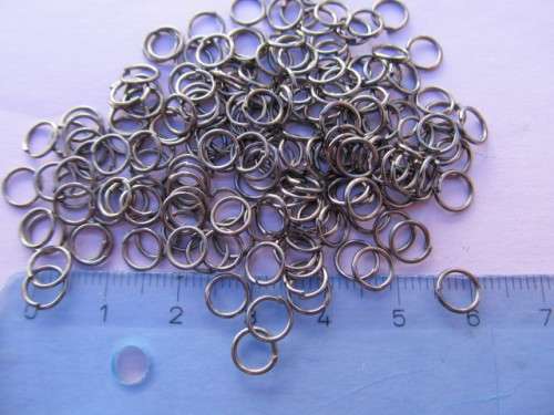 Jump Ring, Metal, Nickel, Black, 6mm, ±100pc / 5,4gr
