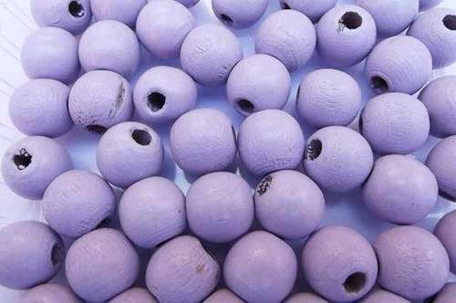 Wooden Beads, Round, Lilac, 15mm x 16mm, 6pc