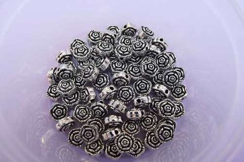 Metal Beads, Rose, Nickel, 7mm, 10pc