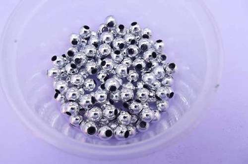 Metal Look, Acrylic Beads, Round, Silver Colour, 6mm, ±30pc
