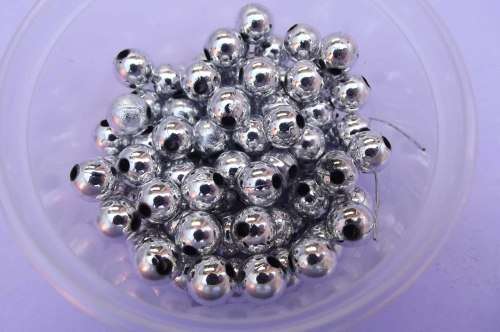 Metal Look, Acrylic Beads, Round, Silver Colour, 8mm, ±30pc