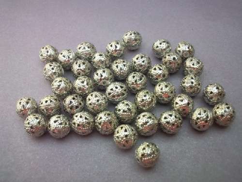 Metal Beads, Filigree Ball, Round, Nickel, 8mm, 10pc