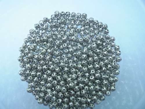 Metal Beads, Filigree Ball, Round, Nickel, 4mm, ±20pc