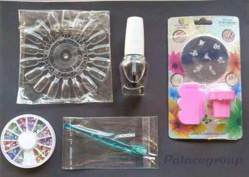 Nail & Beauty Set With Bag, Nail Stamp Set, Nail Wheel, Manicure Tip Guides, Rhinestones, See Below.