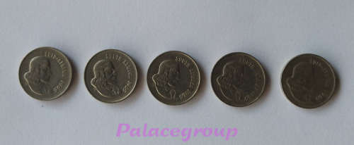 1 Lot 5 Cent Coins - South Africa / Suid Afrika, 4 x 1965, 1 x 1969, Circulated - As Per Scan