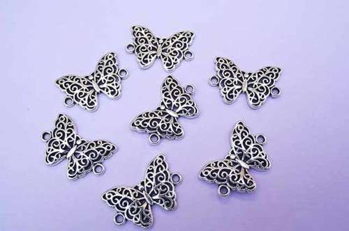 Findings, Connector, Butterfly, Metal, Nickel, 21mm, 2pc