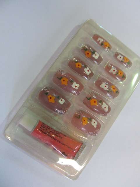 Beauty Products Nails, Party Nails, Flower Design, Dusty Pink, 10pc / 1 Set