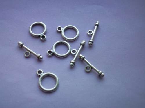 Toggle Clasp, Metal, Nickel Colour, 15mm, 4 Sets