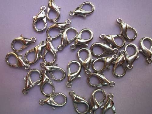 Lobster Clasp, Metal, Nickel Colour, 14mm, 10pc