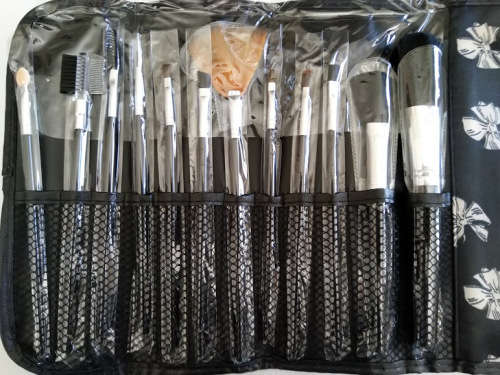 Makeup Set, Brushes And Applicators In Black And Silver Pouch, See Photos Below...