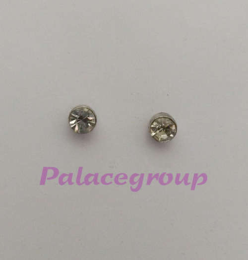 Earring Set, Silver Stamped 925, Clear Crystal, Stud Type