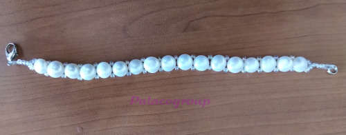 Bracelet, White Freshwater Pearls, Silver Lobster Clasp, ±18,5cm