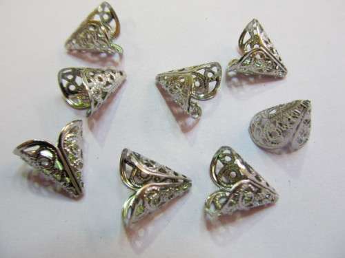 Beadcap Nickel, Filigree Dome, Metal, 15mm x 18mm, ±18pc