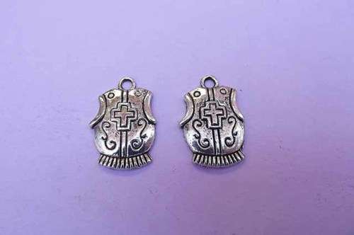 Charms, Breastplate Of Righteousness, Metal, Nickel, 23mm x 15mm, 4pc