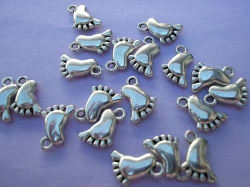 Charms, Foot, Metal, Nickel, 15mm, 4pc