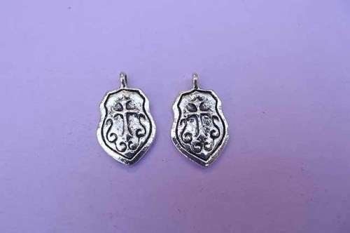 Charms, Shield Of Faith, Metal, Nickel, 24mm, 4pc
