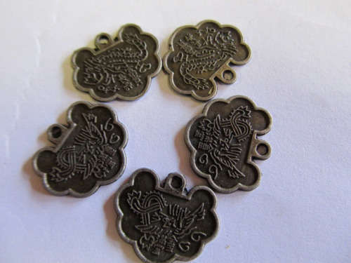 Charms, Chinese Coin, Metal, Bronze, 18mm, 4pc