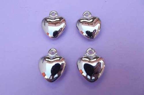 Charms, Heart, Acrylic, Rhodium Plated, Nickel, 21mm, 4pc