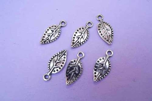 Charms, Leaf, Metal, Nickel, 18mm, 5pc
