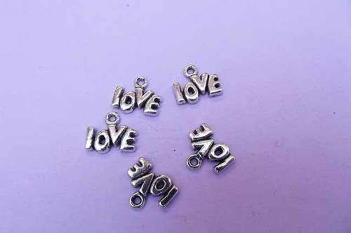 Charms, Love, Metal, Nickel, 12mm, 6pc