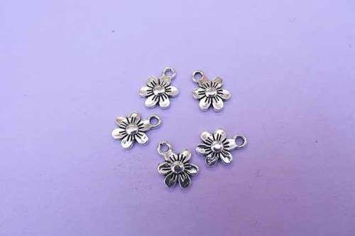 Charms, Flower, Metal, Nickel, 12mm, 5pc