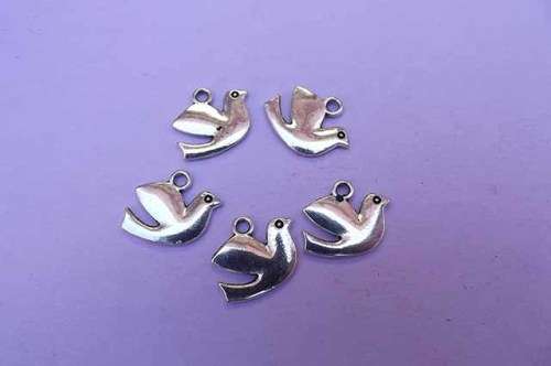 Charms, Dove, Metal, Nickel, 13mm, 5pc
