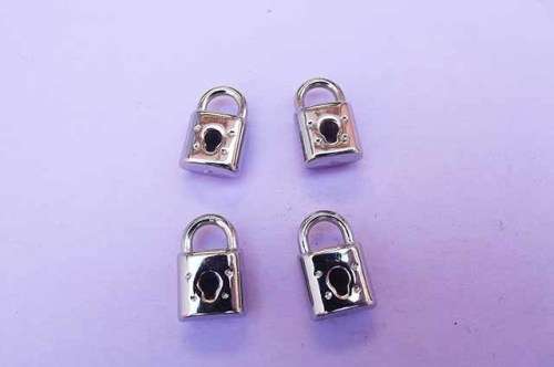 Charms, Lock, Acrylic, Rhodium Plated, Nickel, 15mm, 5pc