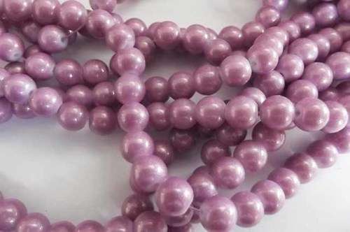 Glass Beads, Fancy, Round, Purple Shimmer, 8mm, ±52pc