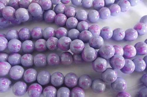 Glass Beads, Fancy, Round, Purple with Pink, 10mm, ±42pc