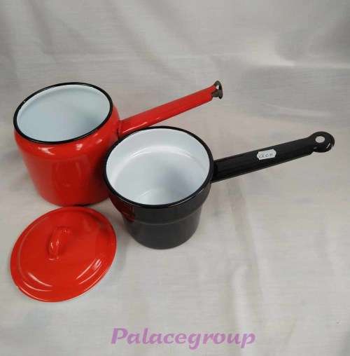 Red And Black Vintage Polish Double Boiler. ±750ml, Bottom - 100mm, Top - 120mm, Height - 110mm