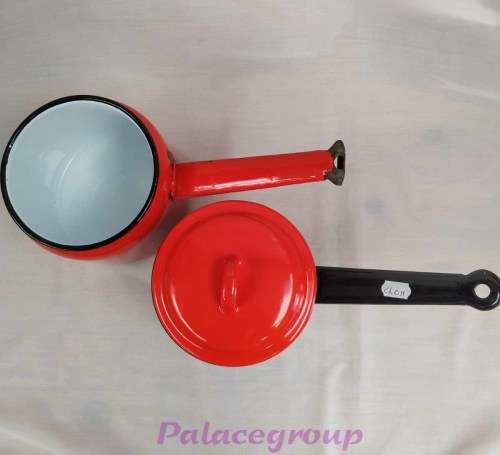 Red And Black Vintage Polish Double Boiler. ±750ml, Bottom - 100mm, Top - 120mm, Height - 110mm
