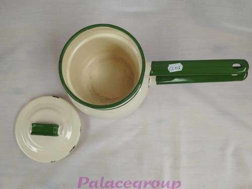 Cream And Green Vintage Double Boiler. ±750ml, Bottom - 155mm, Top - 115mm, Height - 110mm