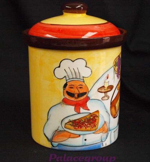 3 x  Storage Jars, Yellow, Orange & Brown, Kitchen Theme, Not Used, See Photos & Desc Below