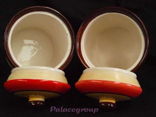 3 x  Storage Jars, Yellow, Orange & Brown, Kitchen Theme, Not Used, See Photos & Desc Below