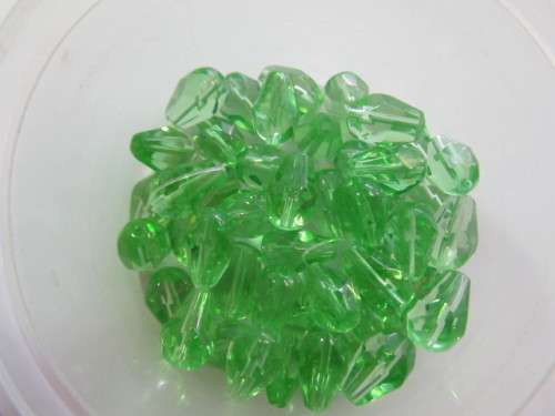Glass Beads Teardrop Facetted Green 12mm 10pc