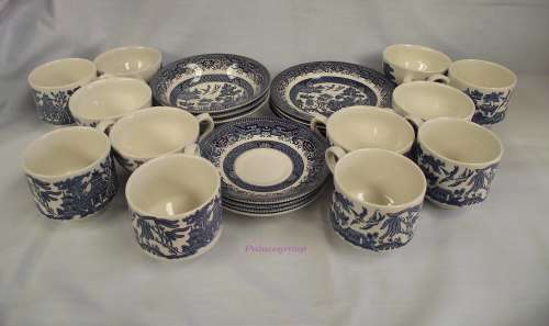 Vintage Original, Broadhurst Staffordshire Blue Willow English Ironstone Dinner Set