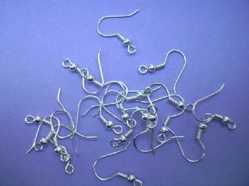 Silver Earring, Shepherd`s Hook, Silver, 20pc