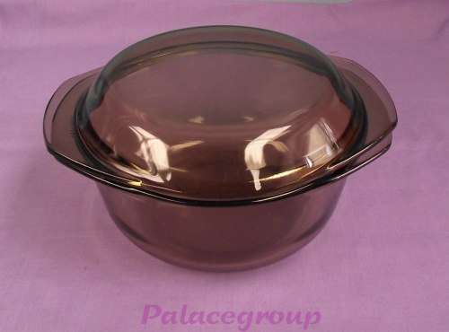 Arcopal, France, Tinted Glass Dish With Lid, Dia 180mm - Height 80mm Without Lid, Ovenware
