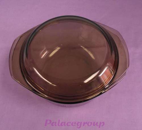 Arcopal, France, Tinted Glass Dish With Lid, Dia 180mm - Height 80mm Without Lid, Ovenware