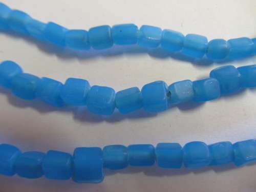 Glass Beads, Indian Beads, Cubes, Matte Sky Blue, 6mm, ±20pc